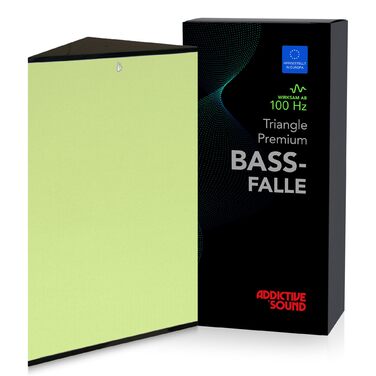 Кутова бас-пастка Addictive Sound Bassfalle Ecke Premium для студії, акустична панель зі спеціалізованою ватою (80-2000 Гц), 100 см, колір Lime