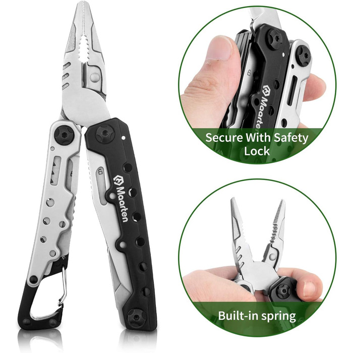 Мультитул Maarten 11 в 1: компактний мультиінструмент з нержавіючої сталі з карабіном та чохлом, подарунок для чоловіків