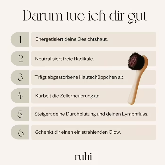 RUHI Monastery Brush Face/Copper Brush/Face Brush Copper, natural bristles & plastic-free for dry brushing massage/made in DE/Ionic Dry Brush Face/FSC-certified beechwood