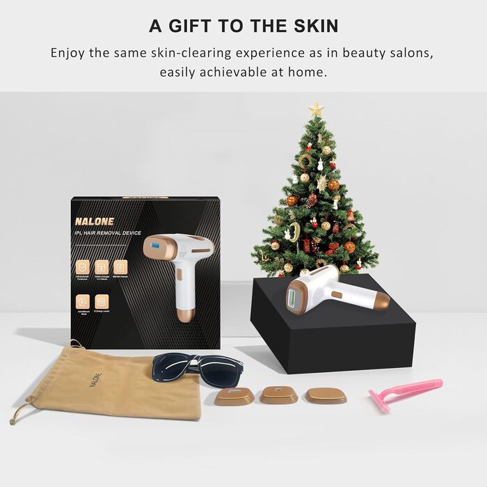Пристрій для епіляції IPL NALONE, лазерне видалення волосся, 999 999 імпульсів, для жінок та чоловіків, 1200 нм, 2 режими, болюча епіляція для всього тіла, білий (золотий)