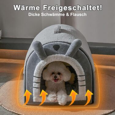 Будка для собак середнього розміру Jiupety з завісою, портативна переносна будка для собак, розмір L (61x45x45 см), сіра, знімний м'який лежак