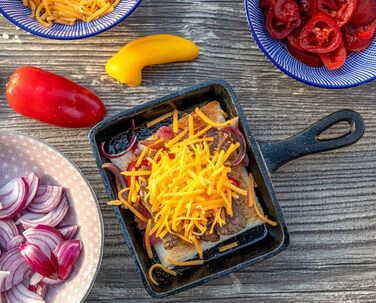 Набір сковорідок для раклета BBQ-Toro, чавун, 6 шт, 12,5x18 см, вже підготовлені, для гриля та подачі страв