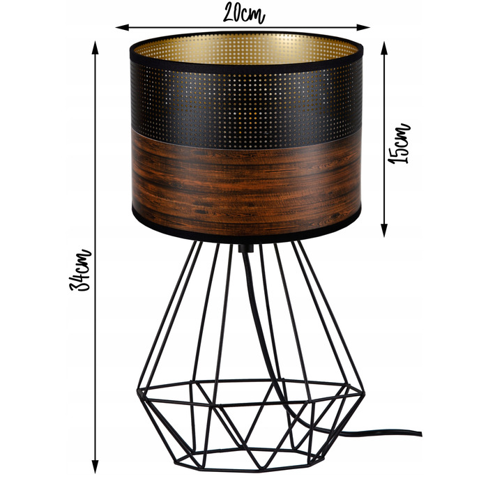 Стильна настільна нічна лампа з абажуром у кольорі венге, сучасний лофт, LED