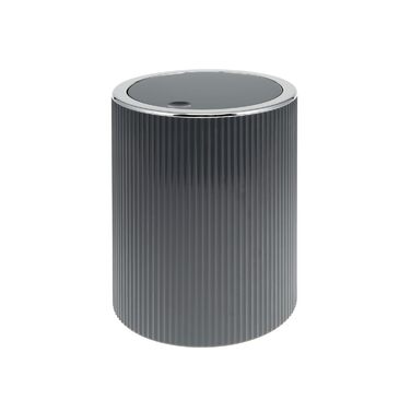 Bremermann Cosmetics Container GAVELLO with Swing Lid // Bath Bucket with Grooved Decoration, Plastic 5.5 Liters (Grey)