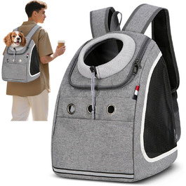 Рюкзак-переноска для собак та котів ALLSOPETS: зручний та дихаючий рюкзак для подорожей з великими котами та маленькими собаками (Світло-сірий)