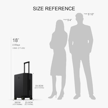 Чемодан-валіза LEVEL8, жорсткий корпус, 4 колеса, обертання на 360°, ручна поклажа, TSA, 100% полікарбонат, мікро-діамантова текстура, чорний (66см, 65л), (51.5x35x23, 36л)