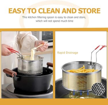 Корзина для фритюру з нержавіючої сталі, корзина для пасти, сито для приготування їжі (18 см)