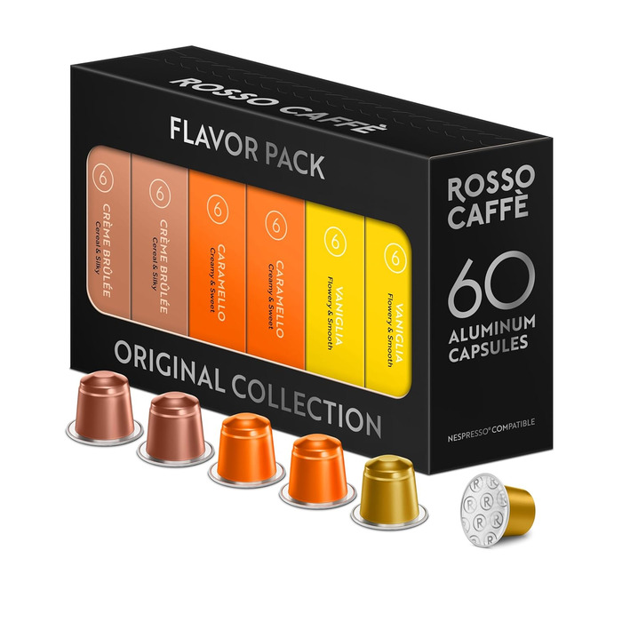 Капсули кави ROSSO CAFFÈ Nespresso, 120 шт., мікс 3 преміум смаків, сумісні з Nespresso, Aromakaffee