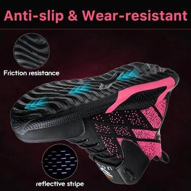 Черевики безпеки унісекс: легкі, дихаючі, з металевим підноском. Робочі черевики спортивного стилю, зелені (37-46 EU). Також доступні рожеві (37 EU)