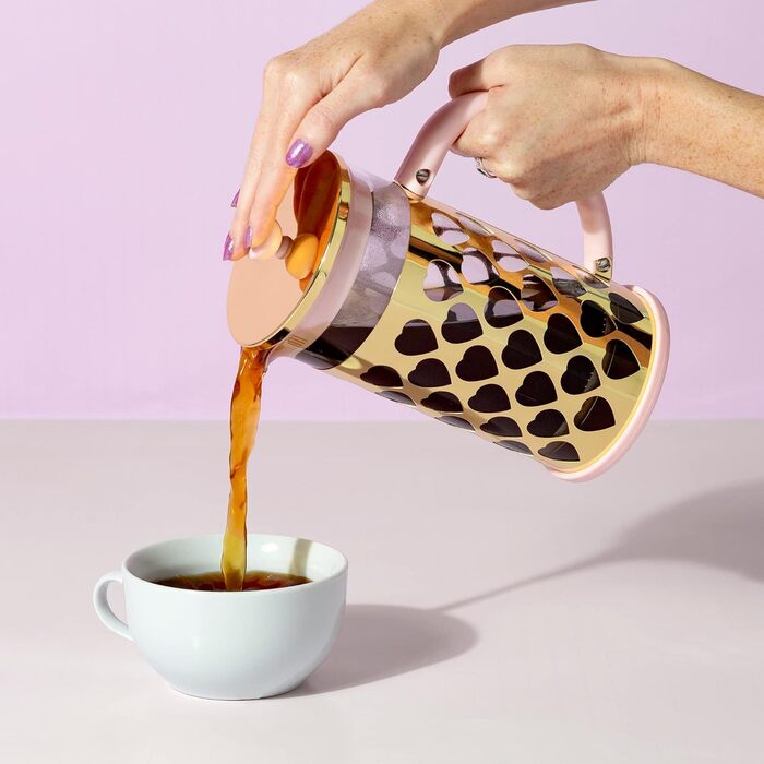 Френч-прес Paris Hilton на 8 чашок, рожевий, з ложкою у формі серця, 2 шт.