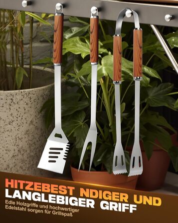 Набір гриль-посуду з нержавіючої сталі з чохлом, 3 шт. | Набір для барбекю, гриль, кемпінг