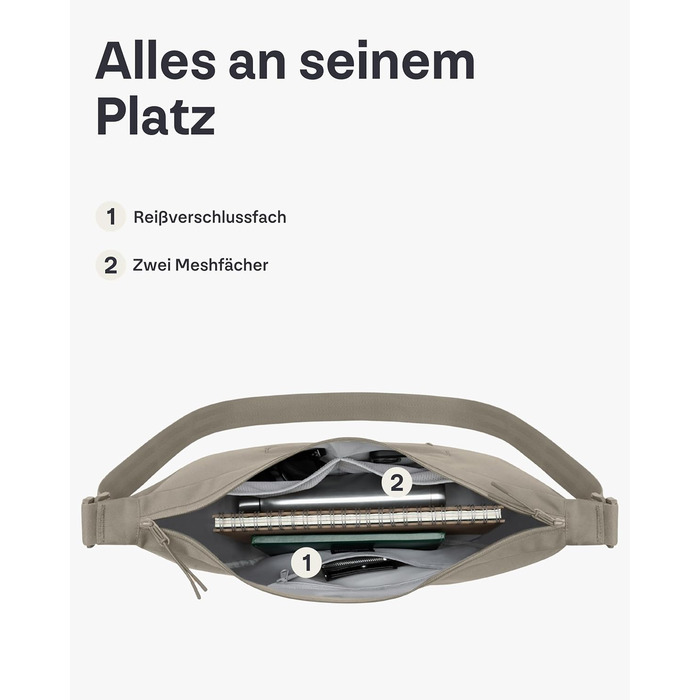 Сумка через плече Johnny Urban Ally Medium Desert Grey 10л - Унісекс, Місячна форма, Водовідштовхувальна