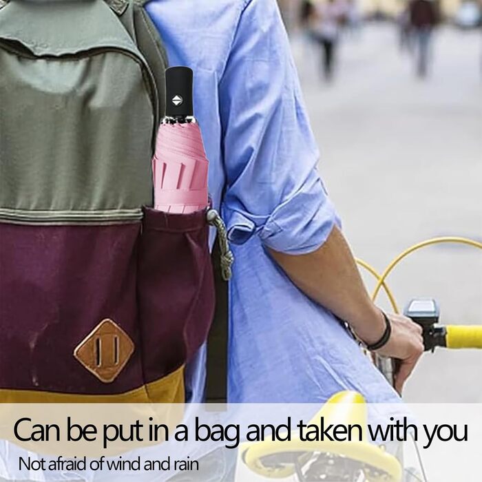 Зонт автоматичний штормостійкий з UV захистом, 8 ребер, легкий та міцний (білий, рожевий)