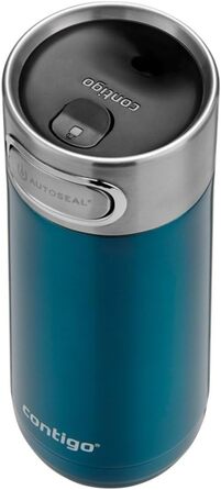 Термокружка Contigo Luxe Autoseal з нержавіючої сталі, 360 мл, Biscay Bay. Зручна, витривала, з легкою очисткою, без BPA. Ідеальна для кави на винос.