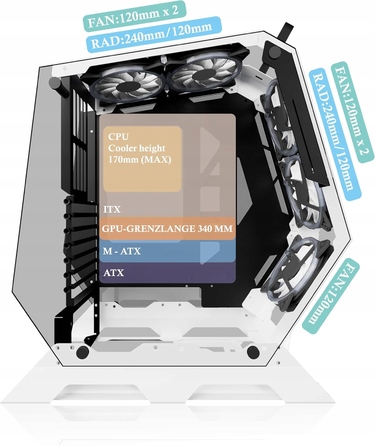 Ігровий комп'ютерний корпус KEDIERS C570 ATX з відкритим стендом