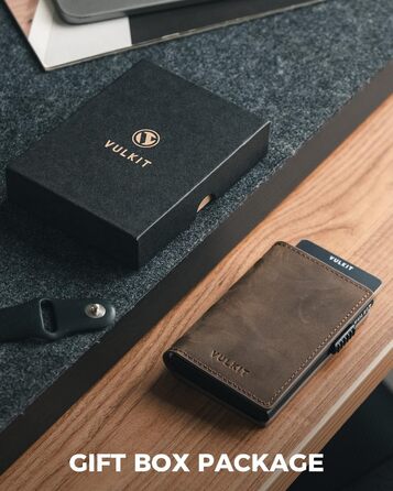 VULKIT Картхолдер Pop-Up RFID Захист Шкіряний Гаманець для 11 Карт та Грошей Crazy Horse Espresso