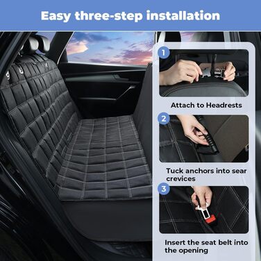 Накидка для собак у машину KYG, 135x147 см, чорна, водонепроникна, захист від подряпин, 4-в-1