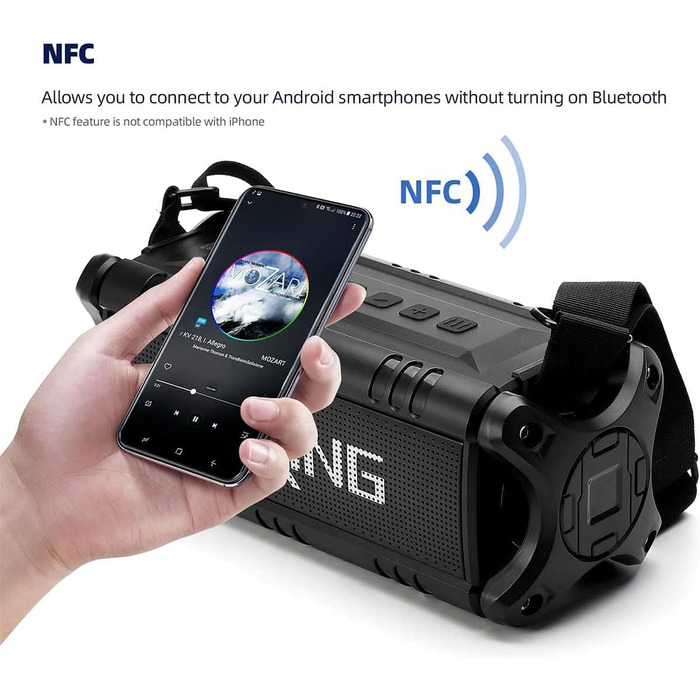 W-KING Портативна Bluetooth Колонка 90W з Глибоким Басом, DSP, 40 годин акумулятора та IPX6 Захистом від Води. Підтримка Powerbank, EQ, AUX та TF-карта. Чорний Колір. Ідеально для кемпінгу, пляжу та саду.
