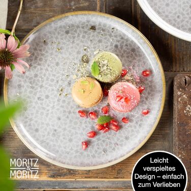 Moritz & Moritz TERRA 36-Piece Dinnerware Set - 12 Place Settings - Plate Set in Subtle Gray Made of High-Quality Porcelain - Dinnerware Set for 12 with 12 Dinner Plates, Dessert Plates, and Bowls Each - Gray 36-Piece Dinnerware Set