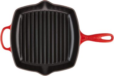 Le Creuset Signature чавунна гриль-сковорода квадратна 26 см, для всіх плит, індукція, 2,86 кг, червона