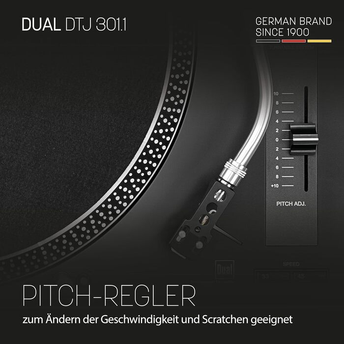 Програвач вінілу Dual DTJ 301.1 USB чорний з прямим приводом, Pitch-Control та USB-підключенням