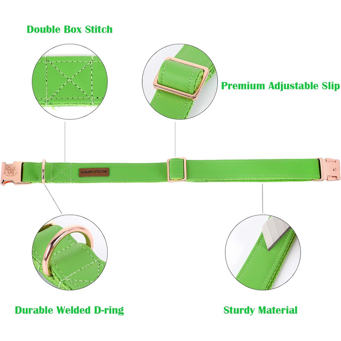 Елегантний шкіряний нашийник та поводок для собак - міцний аксесуар для маленьких собак, зелений (1 шт.)