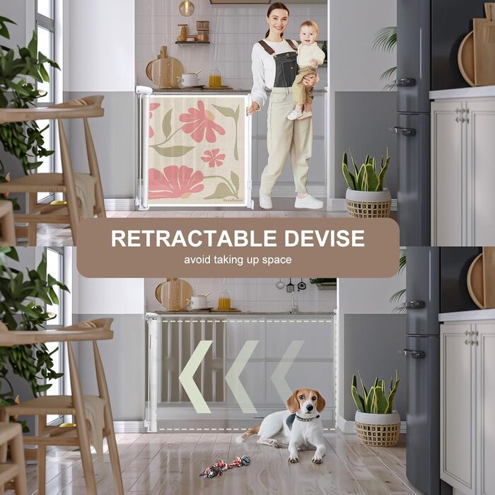 Захисний бар'єр для дитячих воріт, розтяжний, 0-140 см. Захист від падіння для дітей, котів та собак. Підходить для сходів, дверей, внутрішнього та зовнішнього використання. Розміри: 86x140 см