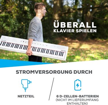 Електронне піаніно Alesis Recital - E Piano 88 клавіш з напівзваженими клавішами, динаміками, 5 преміум-звуками, виходом для навушників, підписка на уроки гри на клавіатурі (біле)