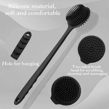 Силіконовий скрубер для тіла 2 шт. - щітка для душу, скрубер для спини, чорний колір
