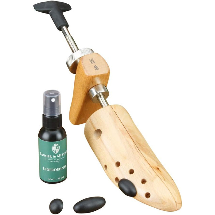 Langer & Messmer shoe stretchers for women against pinching shoes, boots or high heels - made of solid beechwood and metal mechanics - stretches in length and width, incl. leather stretching spray (EU L 40/42 UK 6.5/8, Length & Width)