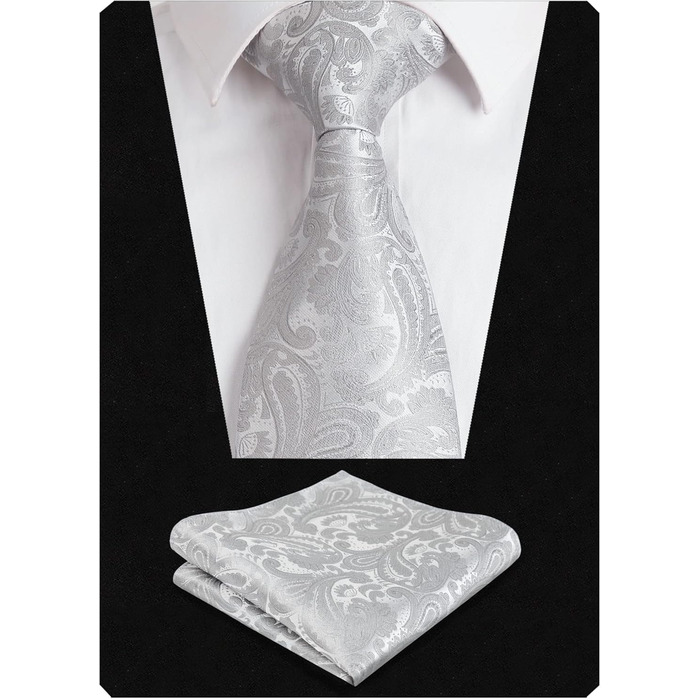 Самошийна краватка Alizeal з нагрудником та хустинкою, турецький стиль, колір - блакитний (3XL, срібло)