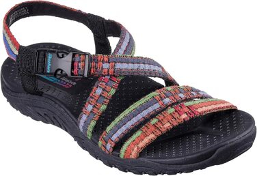 Сандалі жіночі Skechers Reggae Sew Me Boho плетені з ремінцями, чорно-різнокольорові, 36 EU