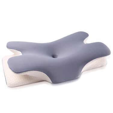 Подушка ортопедична MULISOFT Memory Foam для сну на боці, з підтримкою шиї, метелик, сіра (M) - для всіх поз