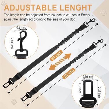 Автомобільний поводок-лямка для собак LivTee, 2 шт., регульований, зручний, безпечний, найнадійніший, нейлон