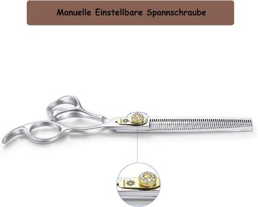 Професійна ножиця для грумінгу собак, 7 дюймів, пряма, для собак та котів, з тонкої стрижки, з японської сталі 440C