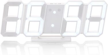 Lunartec Digital Clock Wall: Digital Jumbo LED Table & Wall Clock, 3D, Alarm Clock, Dimmable, 28 cm (Digital Clock for Placement, 3D Clock, Illuminated)