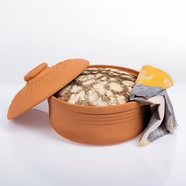 Browin® Clay Roaster, Oval, 4 Liters | Clay Roaster Steamer | Roman Clay Oven | Casserole Dish for Fat-Free Cooking and Baking Bread and Cakes | Roasting Pot (4 Liters Oval) Clay Roaster 4 l