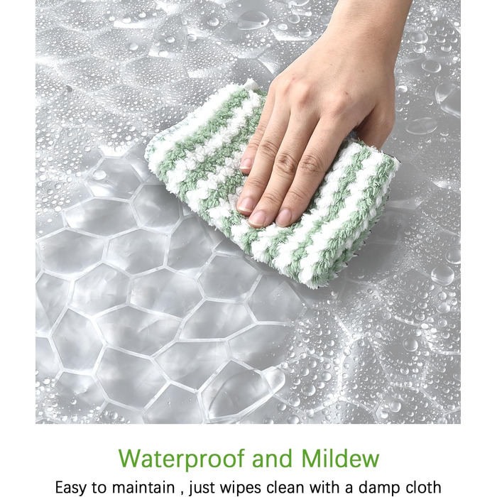 Шторка для душу OTRAKI 240 x 200 см, антигрибкова, EVA, водонепроникна, з кільцями, 3D, для ванної кімнати