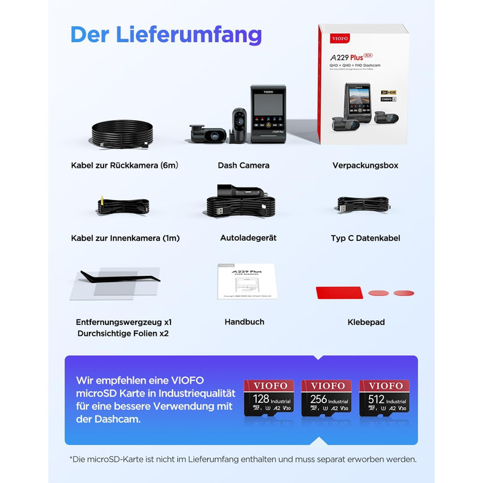 Відеореєстратор VIOFO A229 Plus 2K+2K+1080P, 3 камери, STARVIS, HDR, GPS, Wi-Fi 5GHz, нічна зйомка 2.0, голосове управління