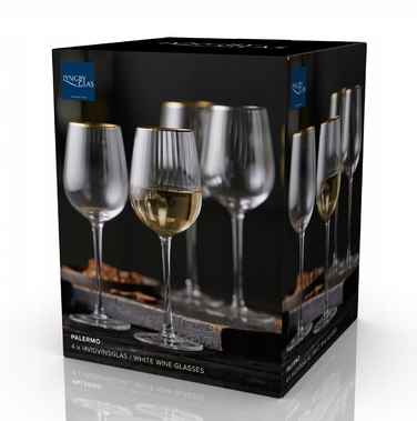 Келихи для білого вина Lyngby Glass Palermo, білі, 300 мл, 4 шт.