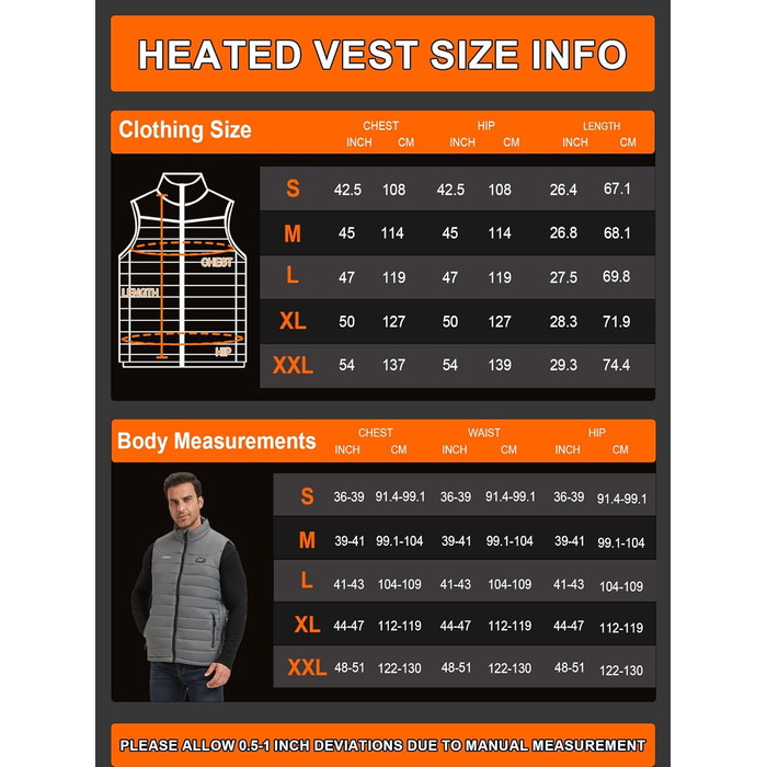 Обогрівальний жилет Gokozy для чоловіків та жінок з акумулятором 10000 mAh та 5 зонами обігріву, для катання на лижах та полювання (M, Сірий)