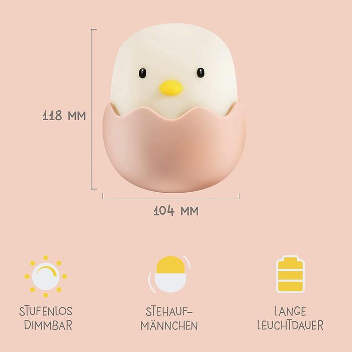MegaLight LED Night Light Kids RGB Color Changing | Night Light Baby without swallowable small parts | Nursing light dimmable timer | Night lamp for children's room touch USB | (Eggy Egg)