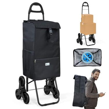 Тростина-тележка Vounot з підйомником для сходів та холодильником, складаний візок для покупок на 3 колесах, 40 л, чорний