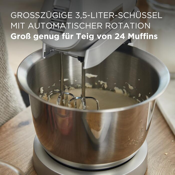 Міксер Kenwood Chefette HMP54.000SI – ручний і стаціонарний, 3,5 л, нержавіюча сталь, 650 Вт, регульована швидкість, сріблястий