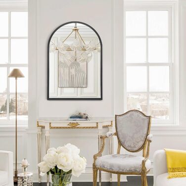 Дзеркало овальне настінне, 45x65 см, чорний, металевий каркас для ванної/вітальні/спальні