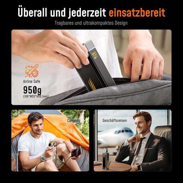 Power Bank AOHI 240W для ноутбуків 27600mAh (99.3Wh) з підтримкою PD 3.1. Ідеально для MacBook Pro, iPad Pro, iPhone, Galaxy, Steam Deck. Сірий колір.