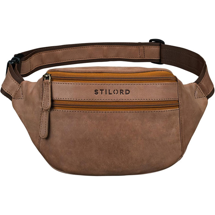 STILORD 'Marian' поясна сумка з натуральної шкіри вінтаж для чоловіків та жінок. Поясна/Hüfttasche для телефону, косметики, камери. Cognac (коньячний) колір. Оригінальний дизайн для подорожей, вечірок, концертів та фестивалів.
