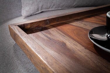 Large Makassar Tablet 50cm Sheesham Smoke Finish Serving Tray Wooden Tray Serving Table Bed Table