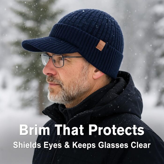 Шапка в'язана з мериносової вовни PolarWool™ TOP-EX, чоловіча/жіноча, з флісовою підкладкою, для зими, біг, катання на лижах, M-XXL (Navy, XL-XXL)