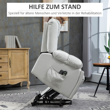 HOMCOM Power Lift TV Chair with Assistance, Reclining Chair with Lie-flat Function, Vibration Massage, Spring Pocket Coil Massage Chair | Aosom